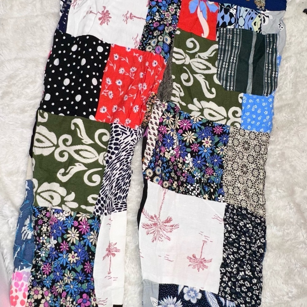 Patchwork Rayon Overalls Size Medium/Large See Me… - image 5